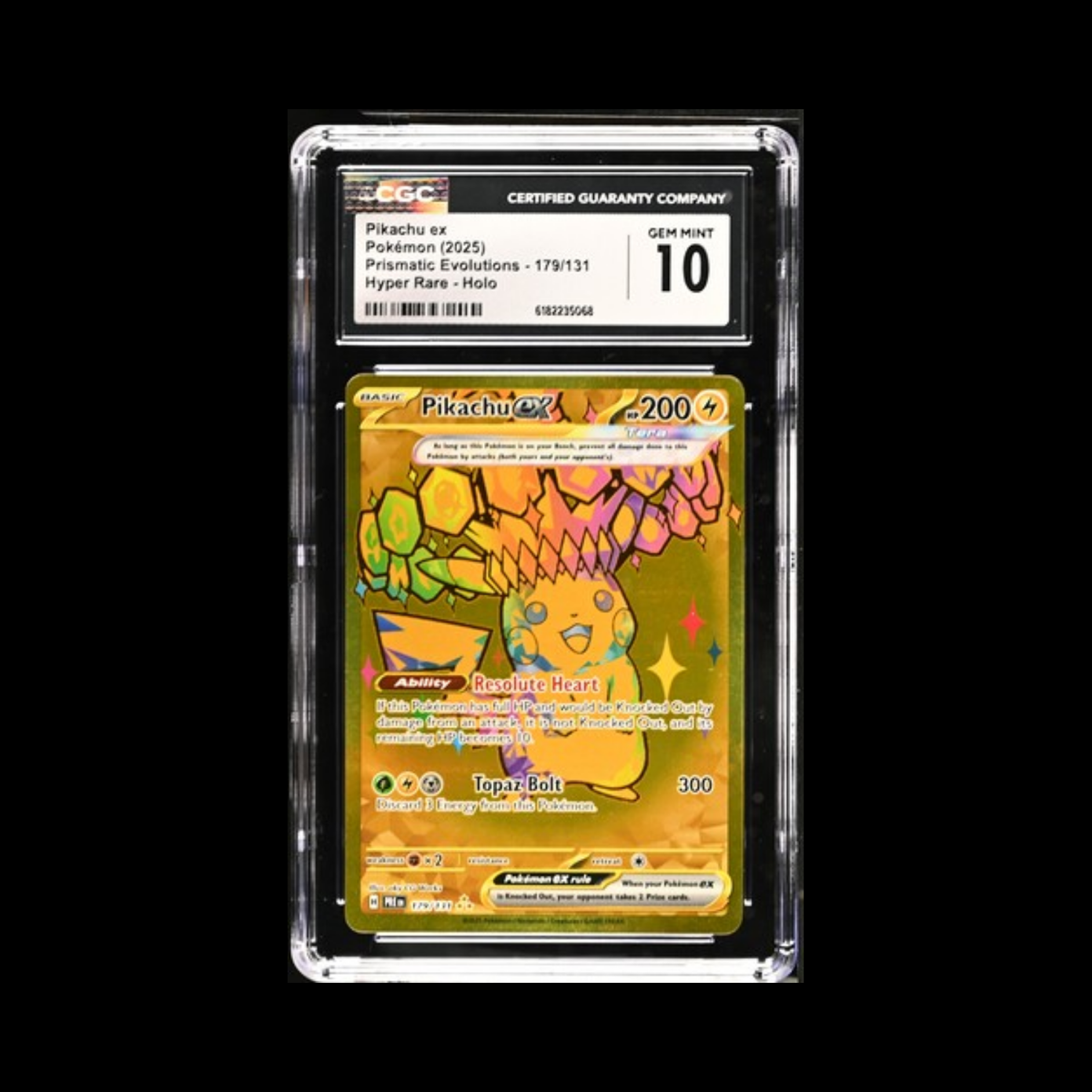 Pokemon Slab Pikachu EX 179 CGC 10 Gem 2025