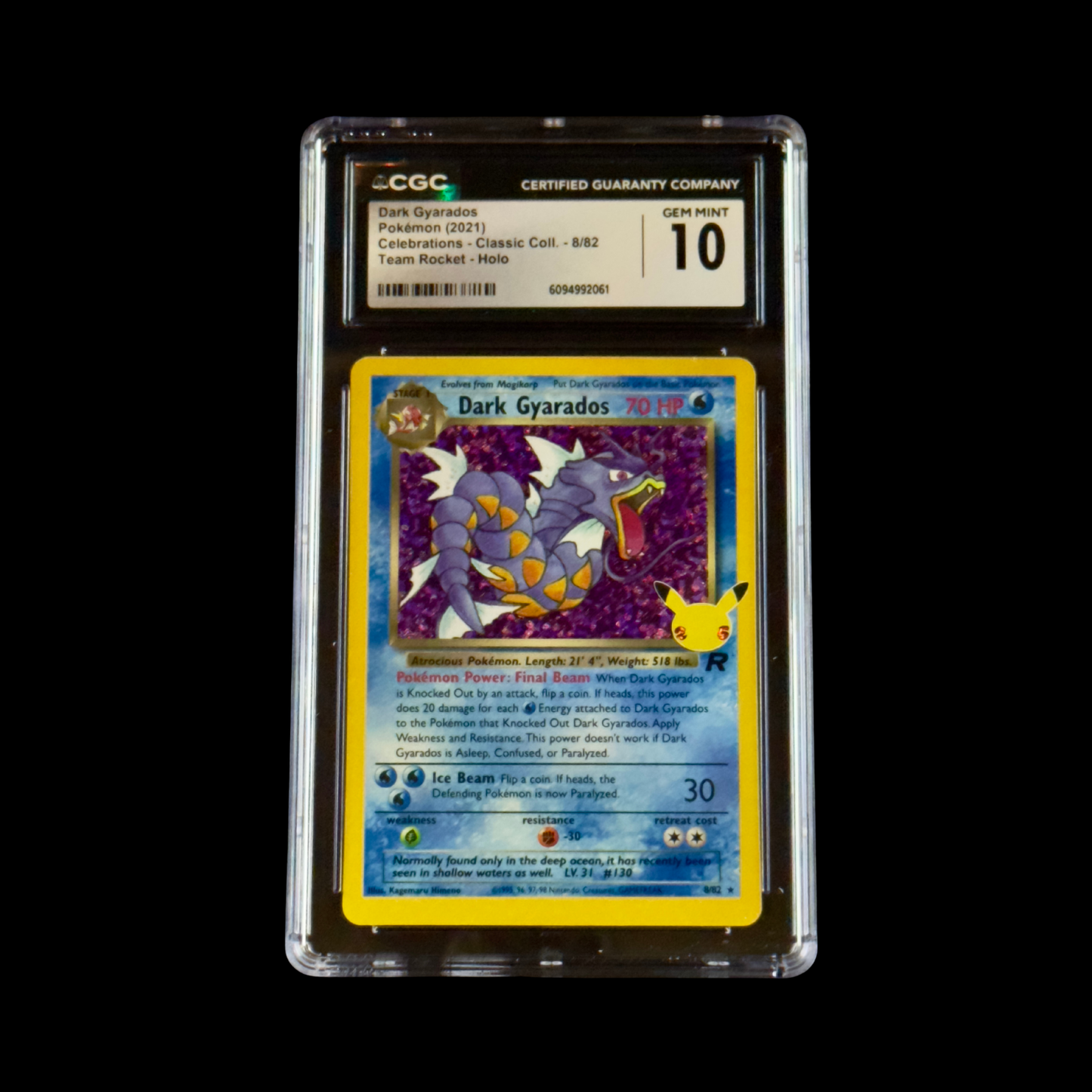 Pokemon Slab Dark Gyarados Holo 8/82 CGC 10 Gem 2021