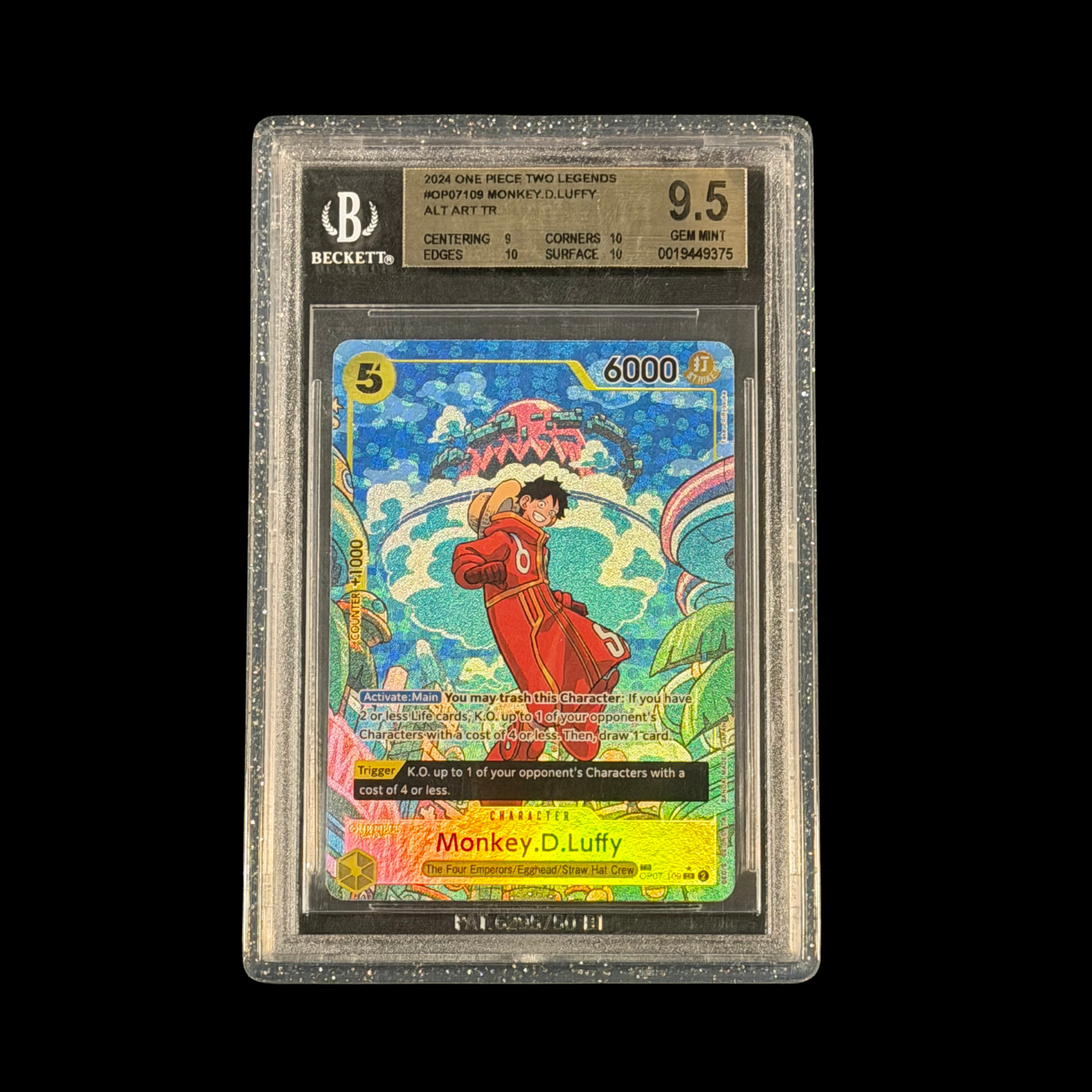 One Piece Slab Monkey.D.Luffy OP07-109 Alt Art Treasure Rare BGS 9.5 Mint+ 2024
