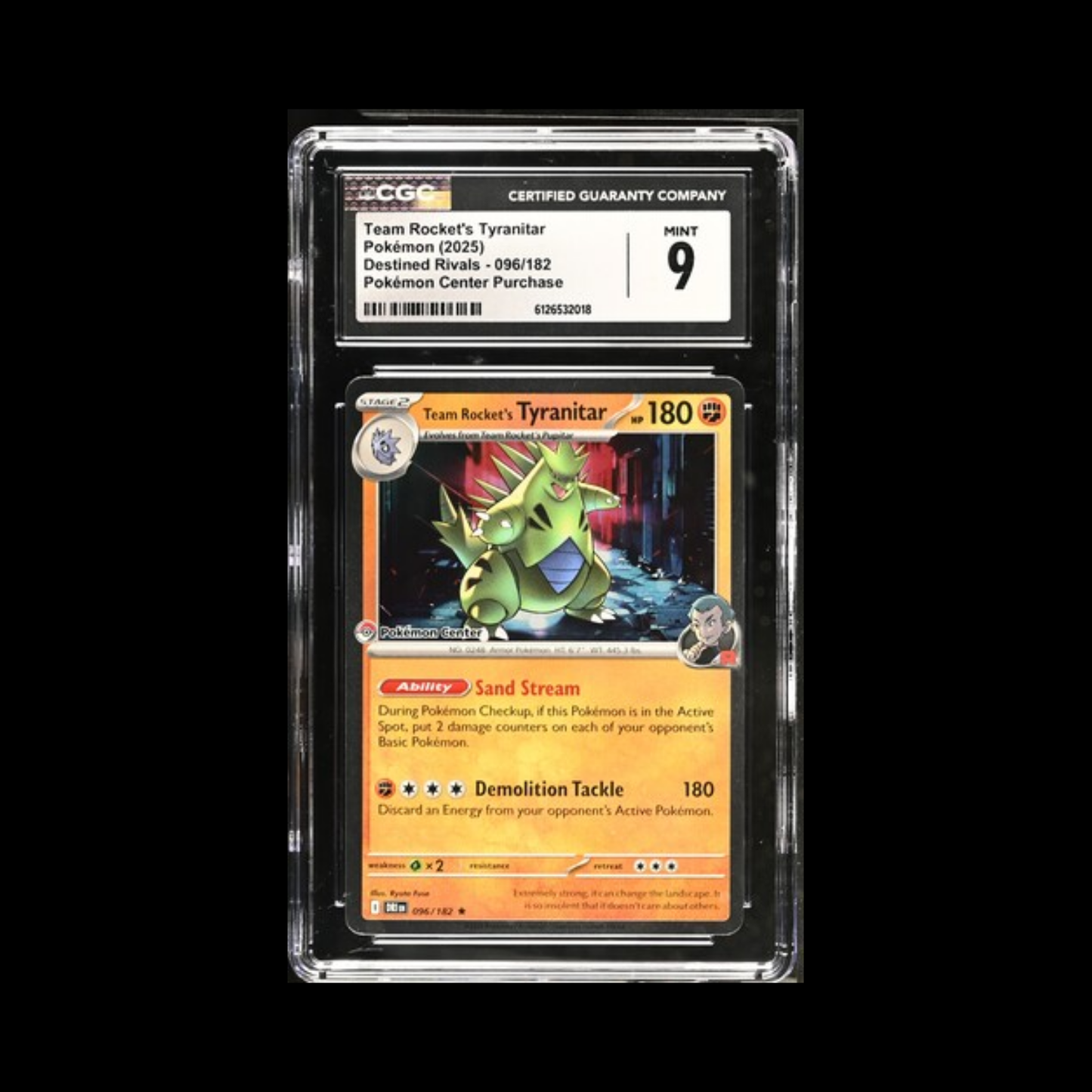 Pokemon Slab Team Rocket's Tyranitar 96 Pokemon Center CGC 9 Mint 2025