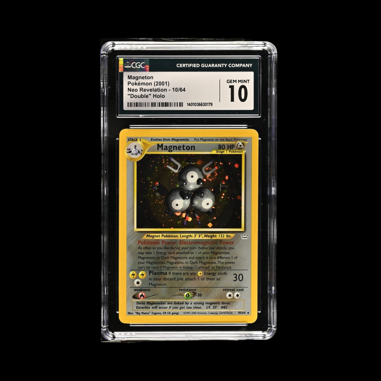 Pokemon Slab Magneton 10/64 Holo CGC 10 Gem 2001