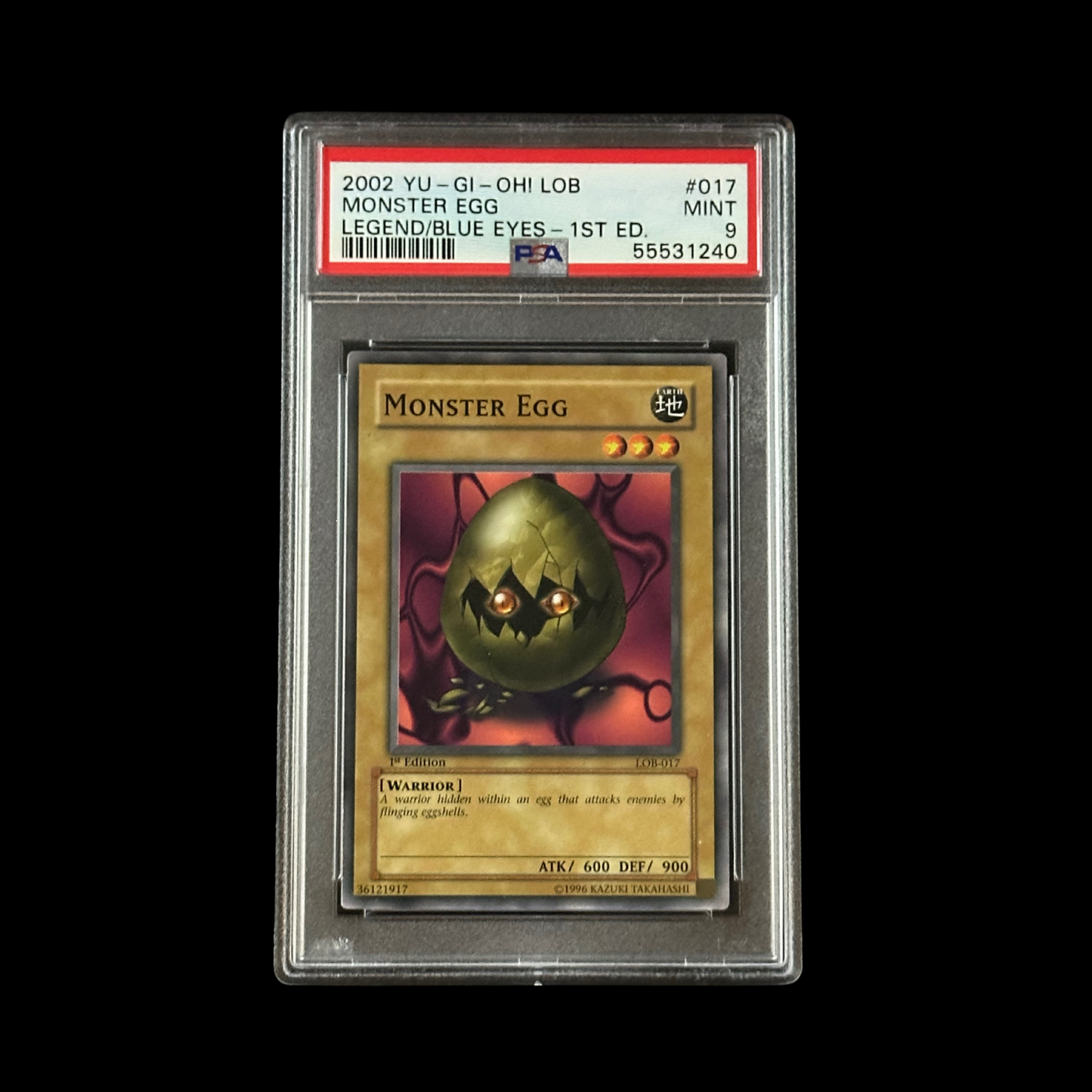 Yu-Gi-Oh! Slab Monster Egg 1st Edition LOB-017 PSA 9 Mint 2002