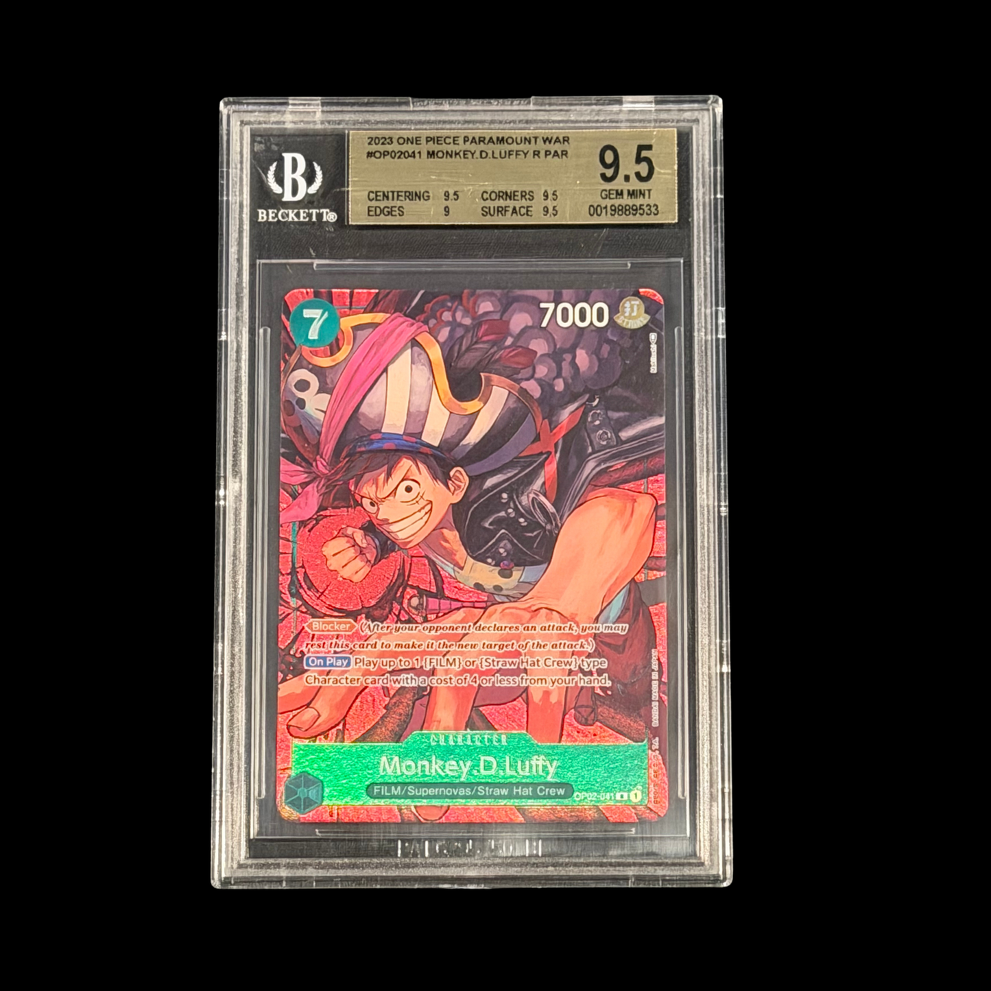 One Piece Slab Monkey.D.Luffy OP02-041 BGS 9.5 Mint+ 2023