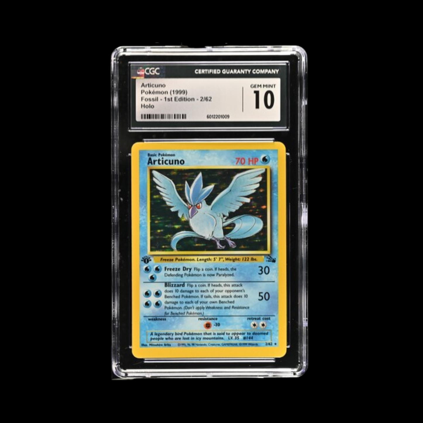 Pokemon Slab Articuno 1st Ed 2/62 Holo CGC 10 Gem 1999