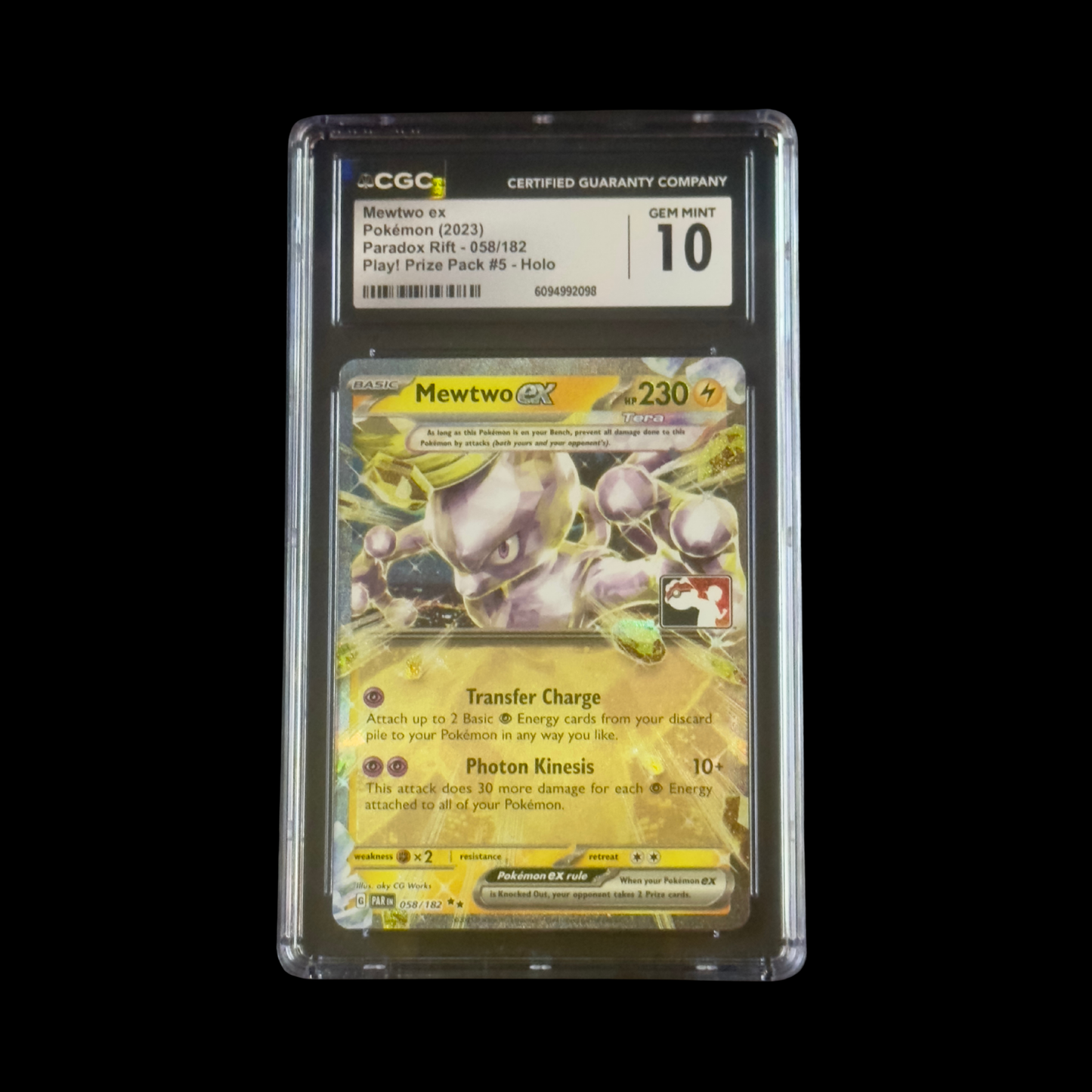 Pokemon Slab Mewtwo EX 058 Prize Pack CGC 10 Gem 2023