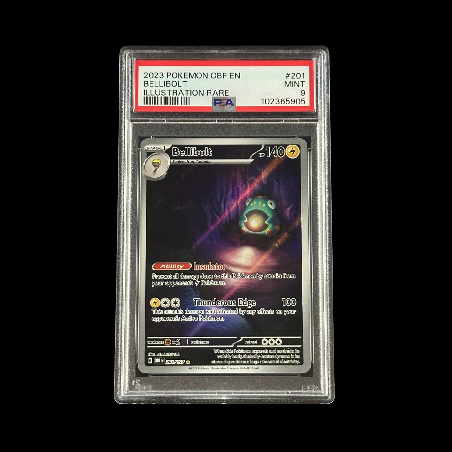 Pokemon Slab Bellibolt Obsidian Flames Illustration Rare 201/197 PSA 9 Mint 2023
