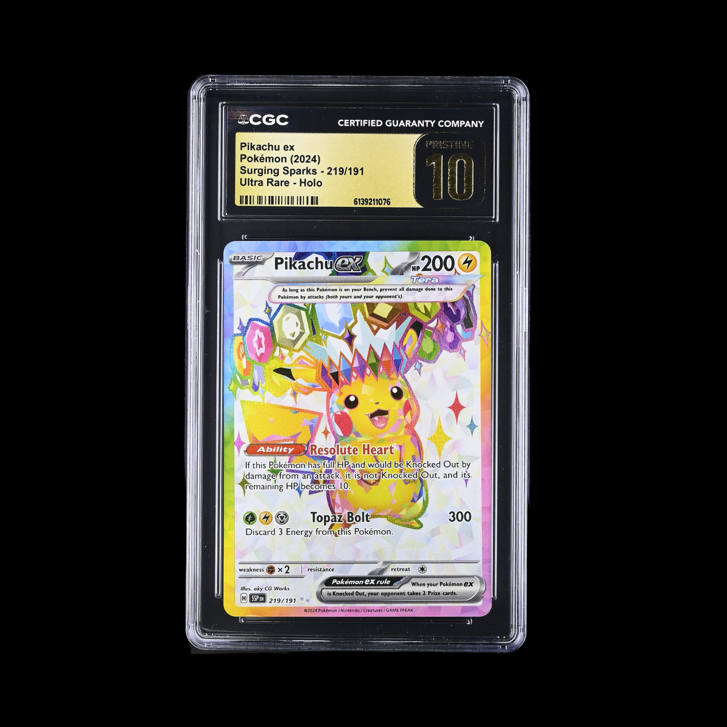 Pokemon Slab Pikachu EX 219 CGC Pristine 10 2024