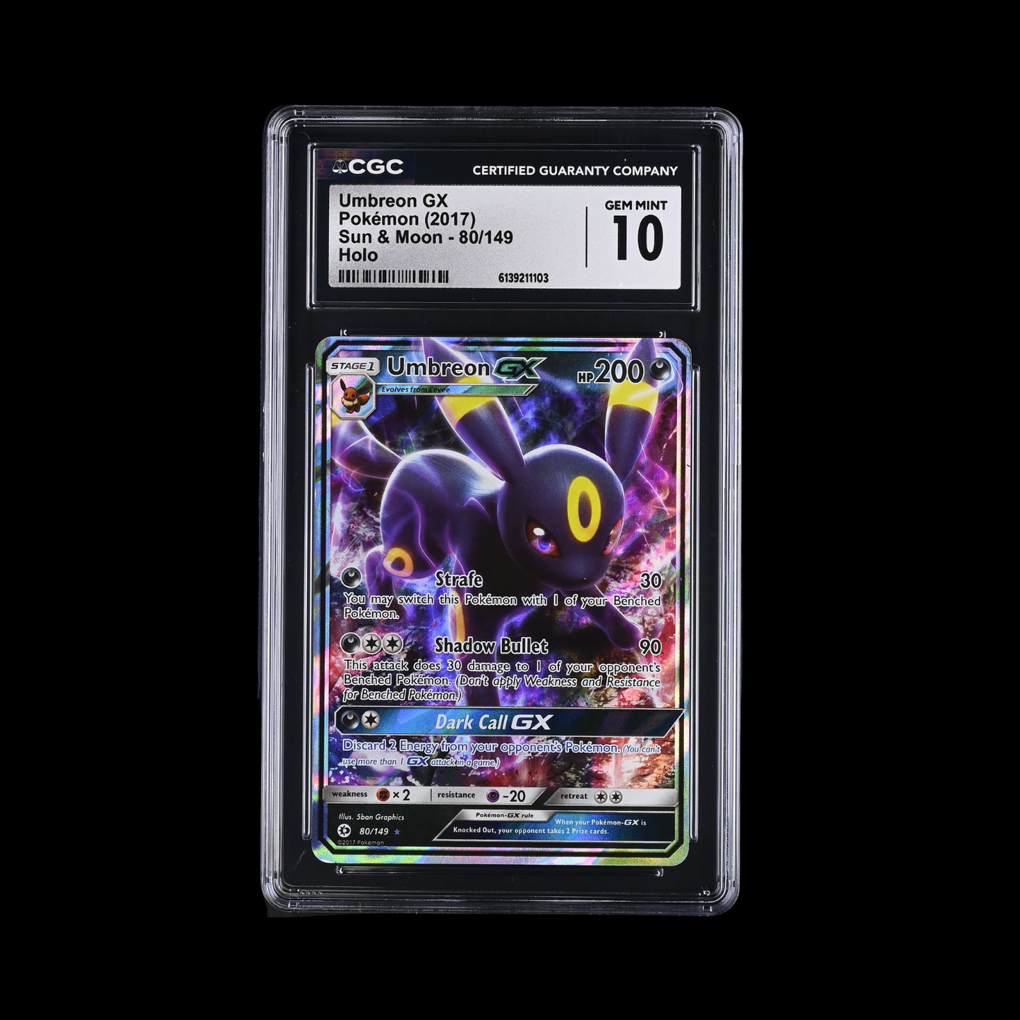 Pokemon Slab Umbreon GX 80 CGC 10 Gem 2017