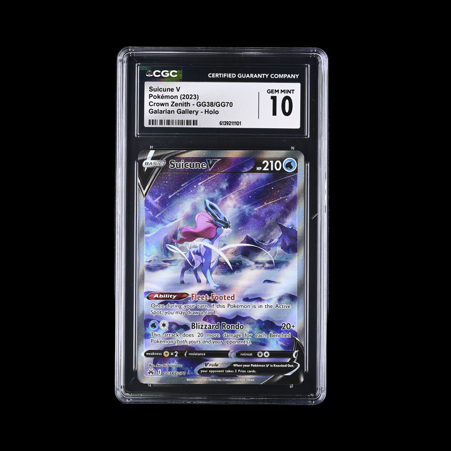 Pokemon Slab Suicune V GG38 CGC 10 Gem 2023