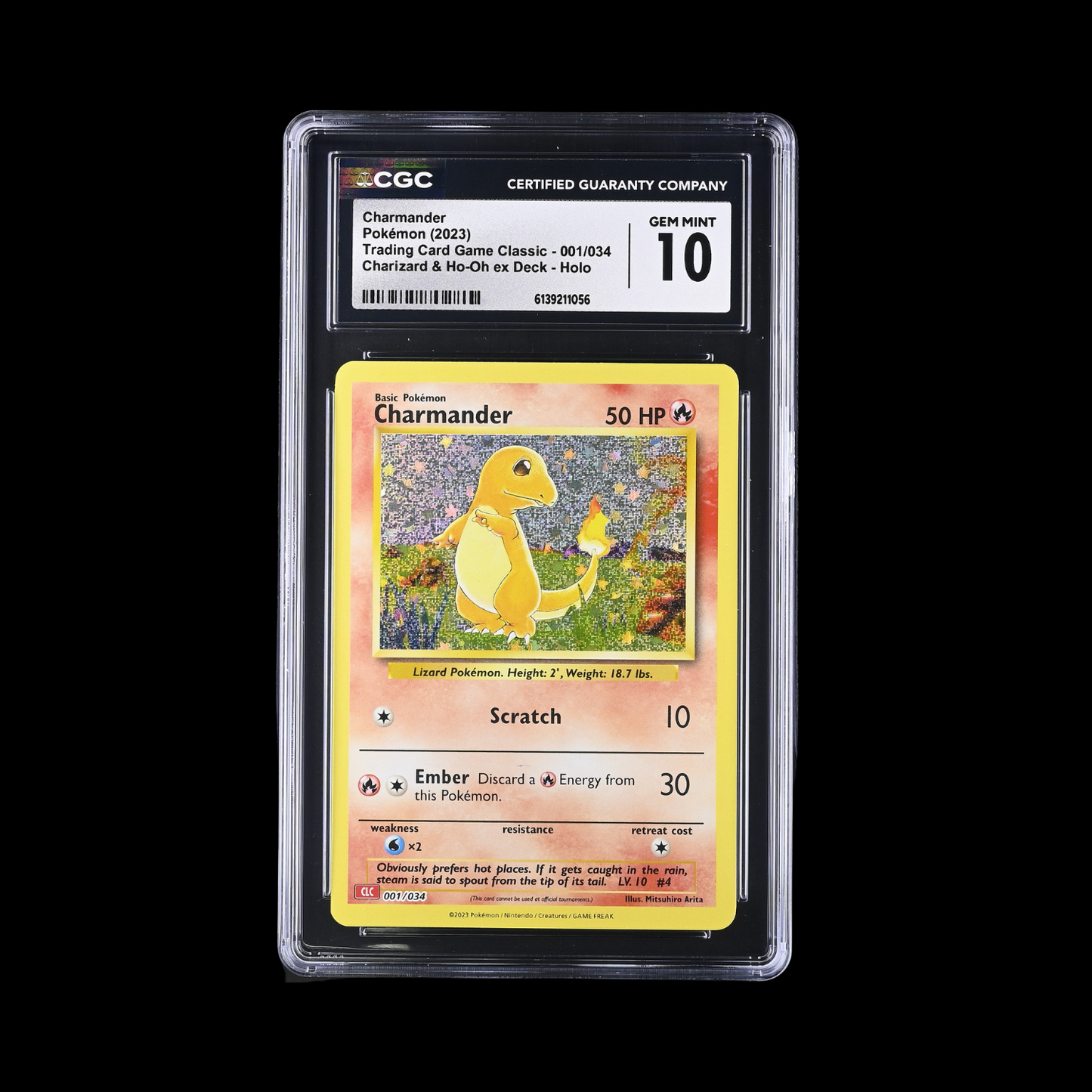Pokemon Slab Charmander 001 CGC 10 Gem 2023
