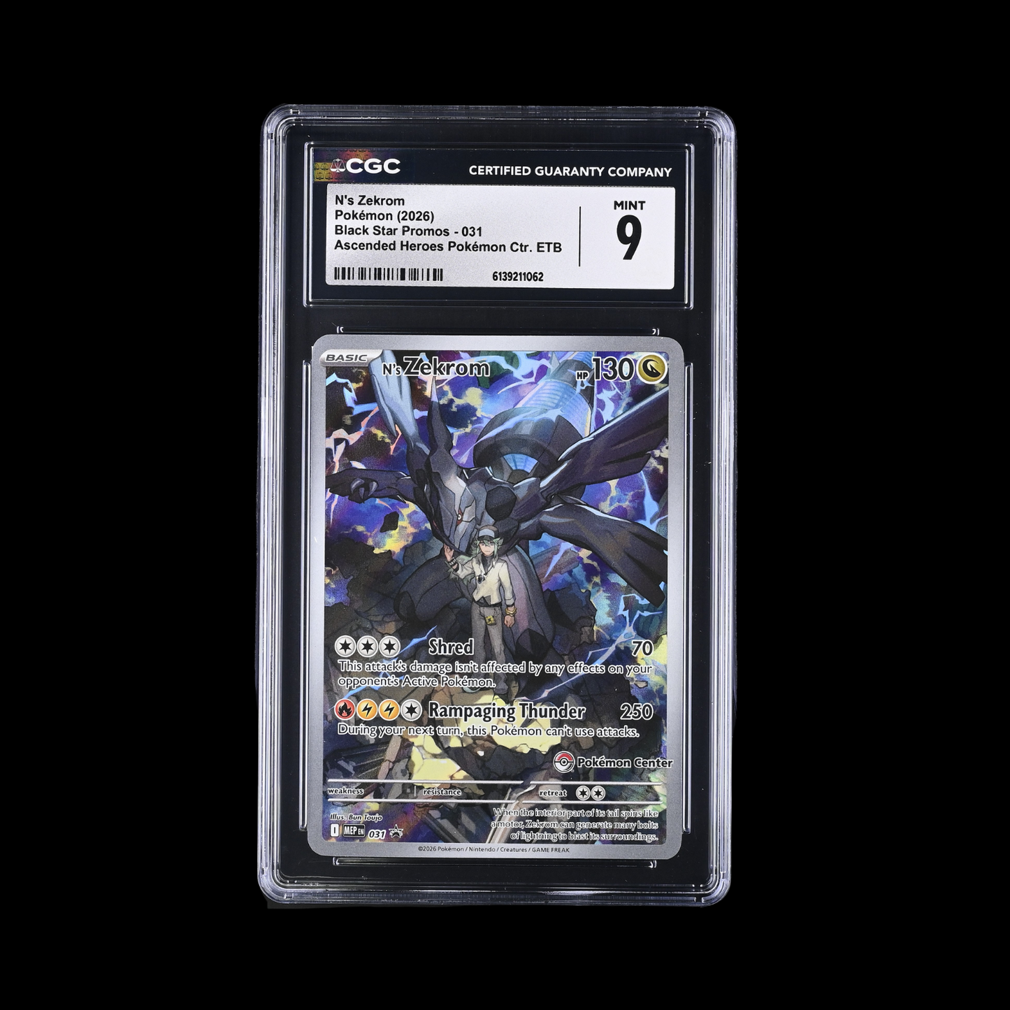 Pokemon Slab N's Zekrom Pokemon Center 031 CGC 9 Mint 2026