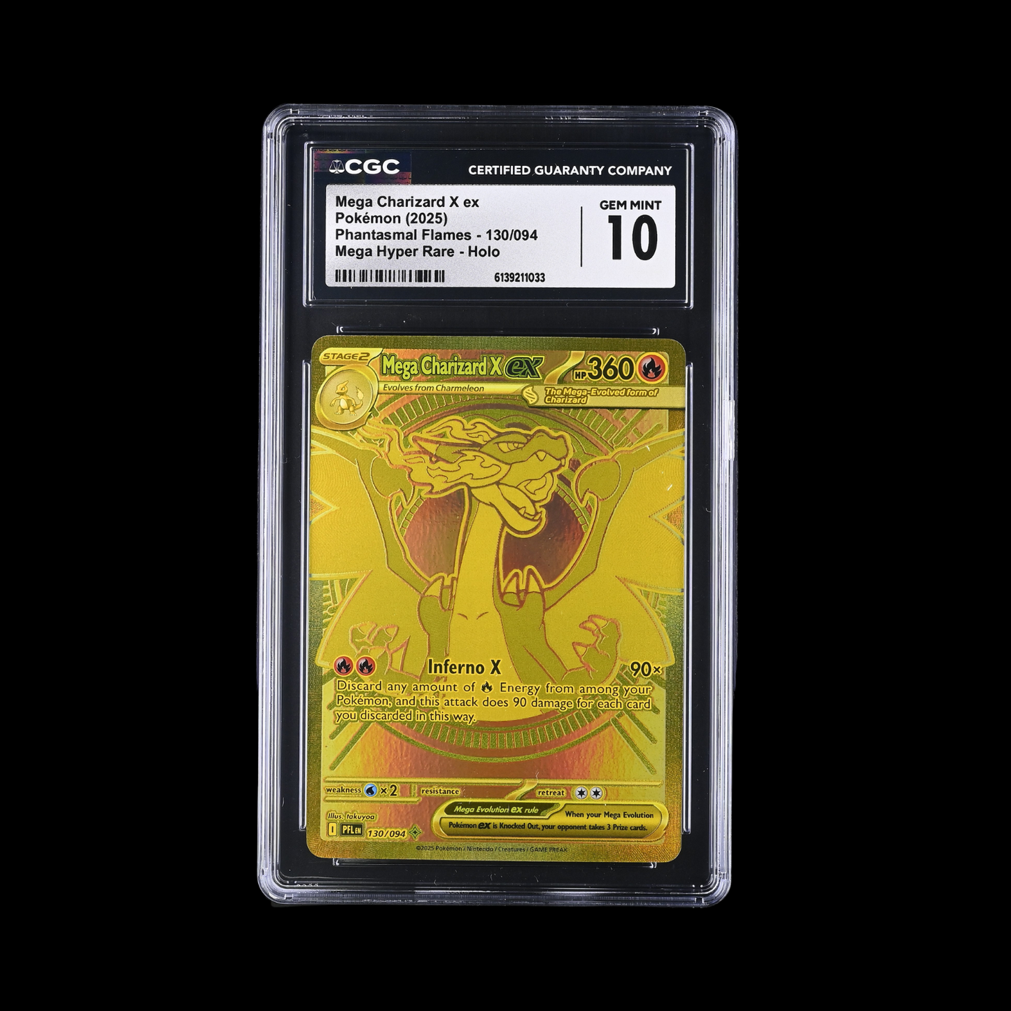 Pokemon Slab Mega Charizard X EX 130 CGC 10 Gem 2025