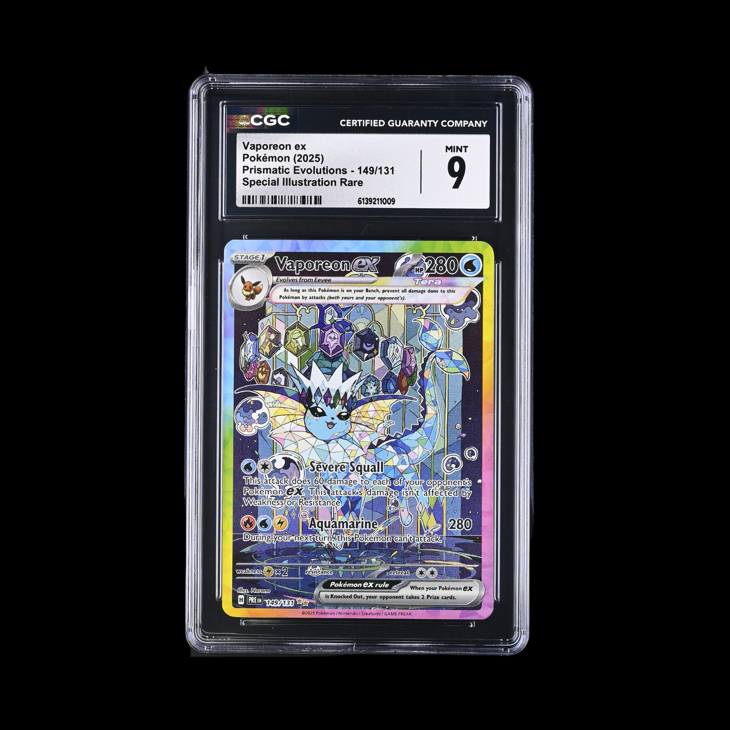 Pokemon Slab Vaporeon EX 149 CGC 9 Mint 2025
