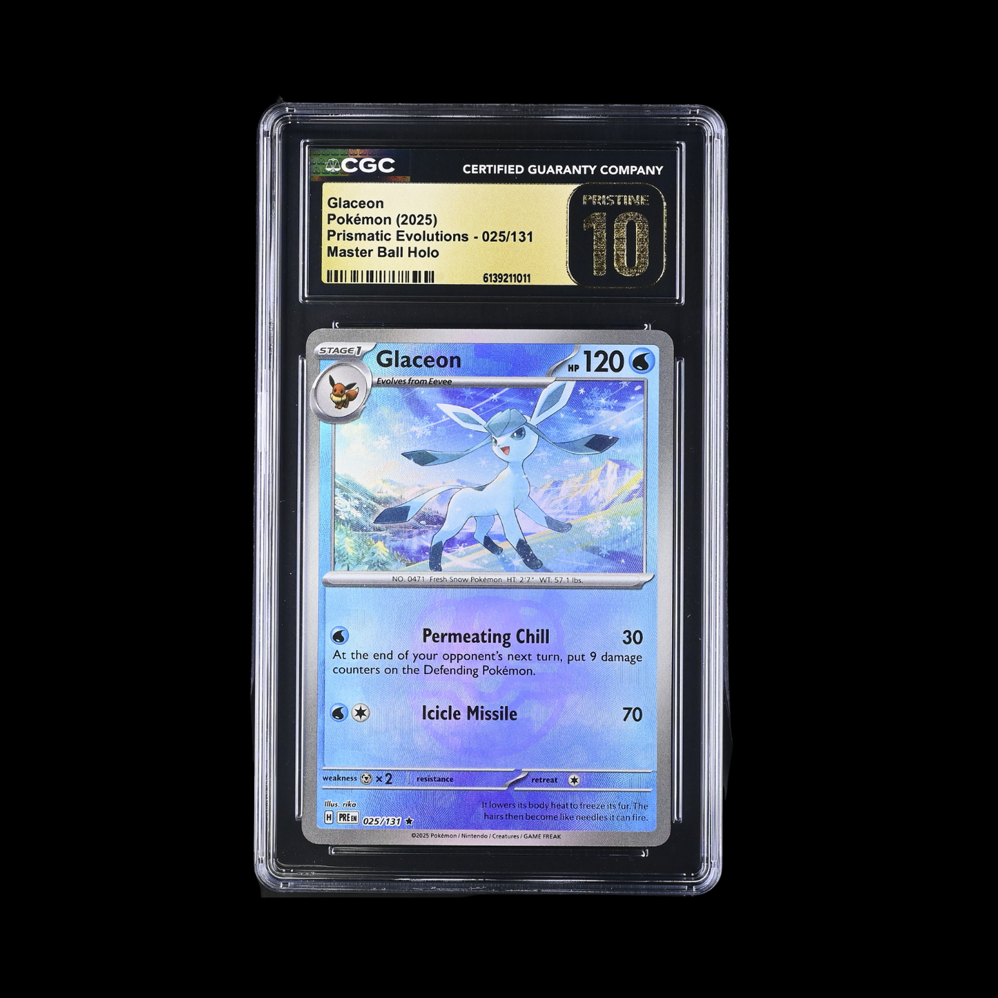 Pokemon Slab Glaceon Master Ball 025 CGC Pristine 10 2025
