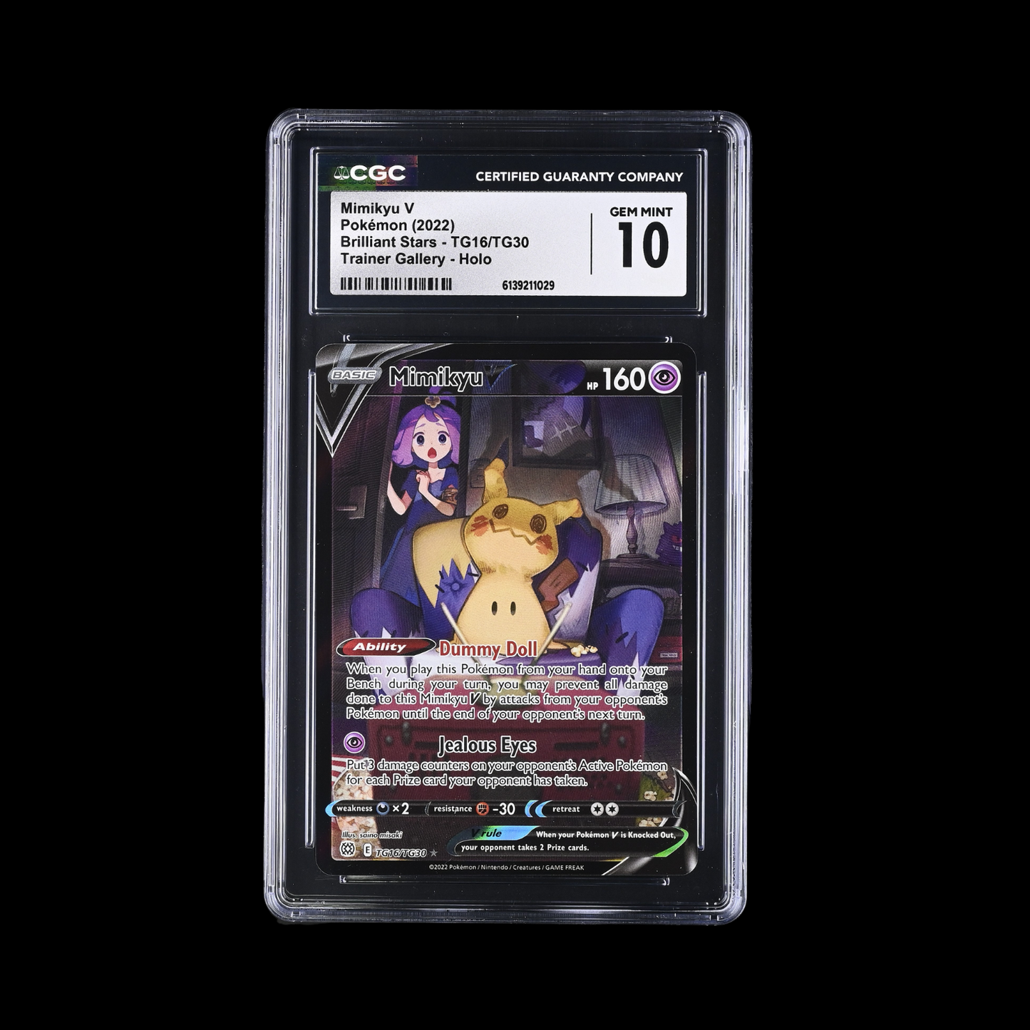 Pokemon Slab Mimikyu V TG16 CGC 10 Gem 2022
