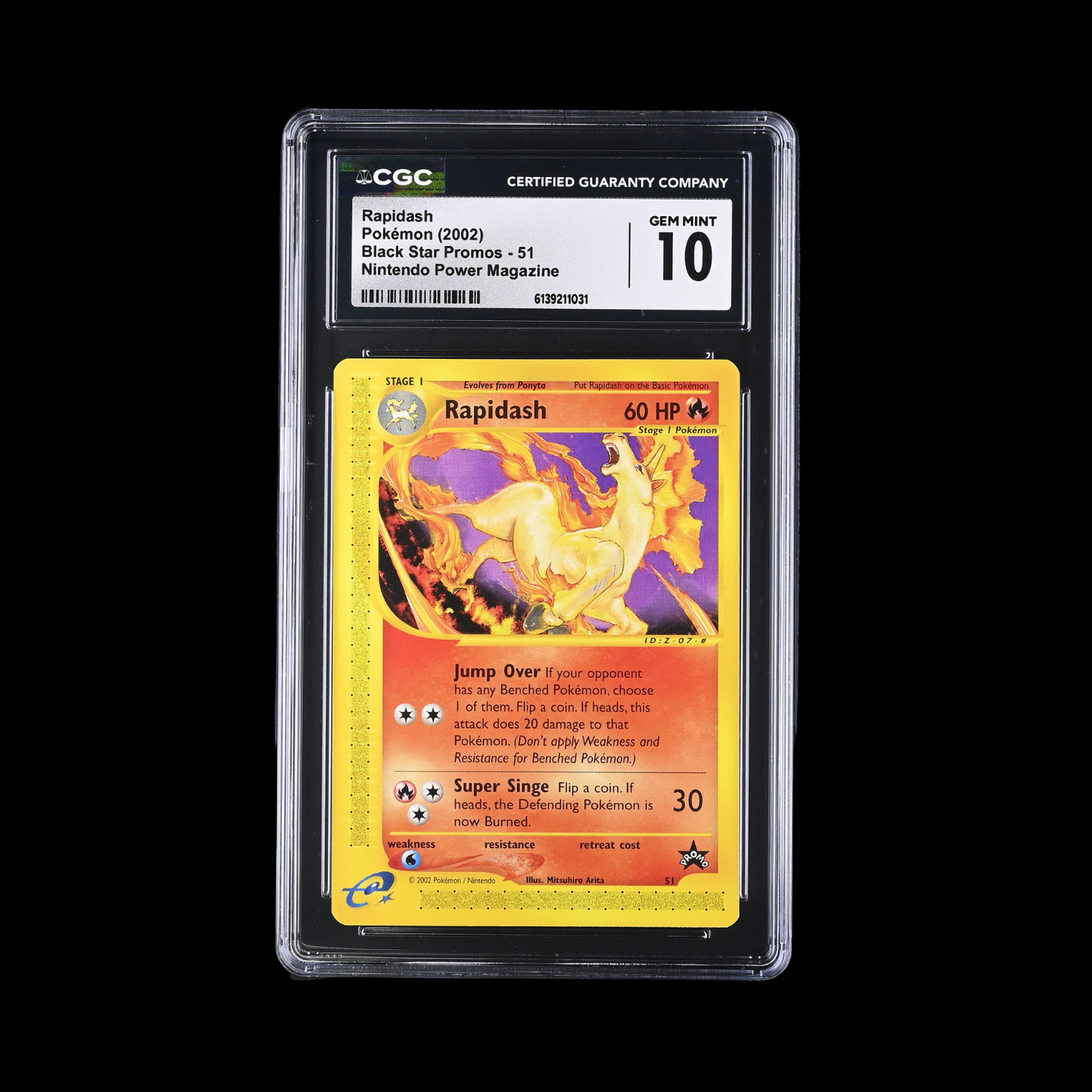Pokemon Slab Rapidash 51 CGC 10 Gem 2002