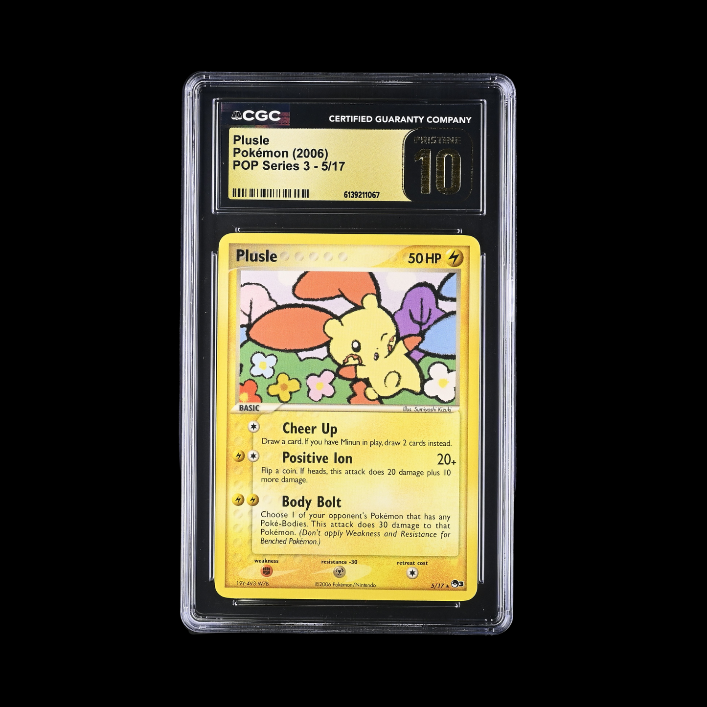 Pokemon Slab Plusle 5/17 CGC Pristine 10 2006