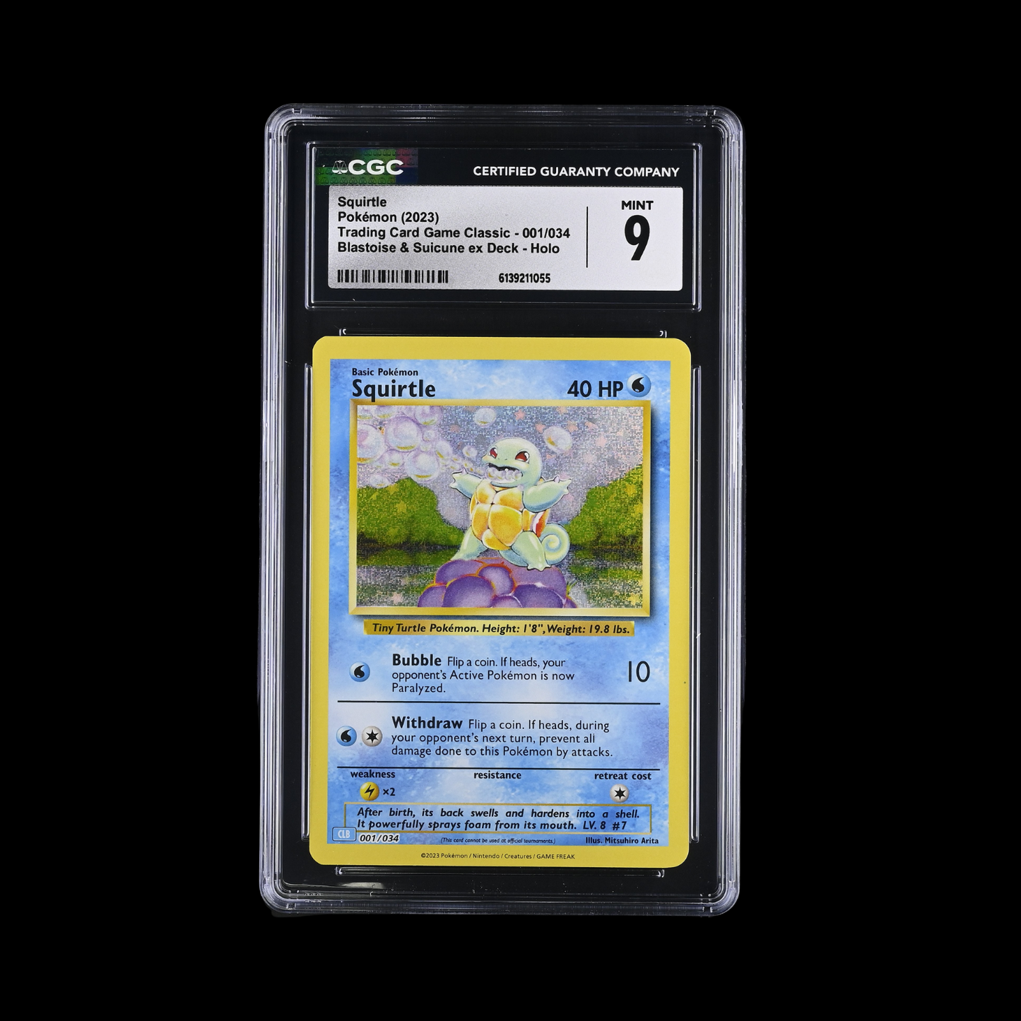 Pokemon Slab Squirtle 001 2023 CGC 9 Mint
