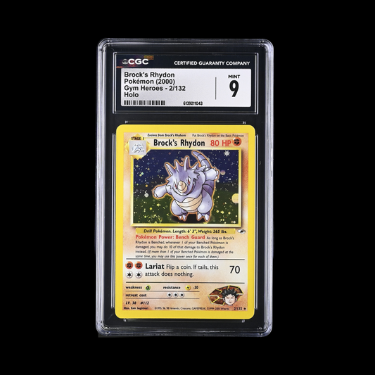 Pokemon Slab Brock's Rhydon 2 Holo CGC 9 Mint 2000