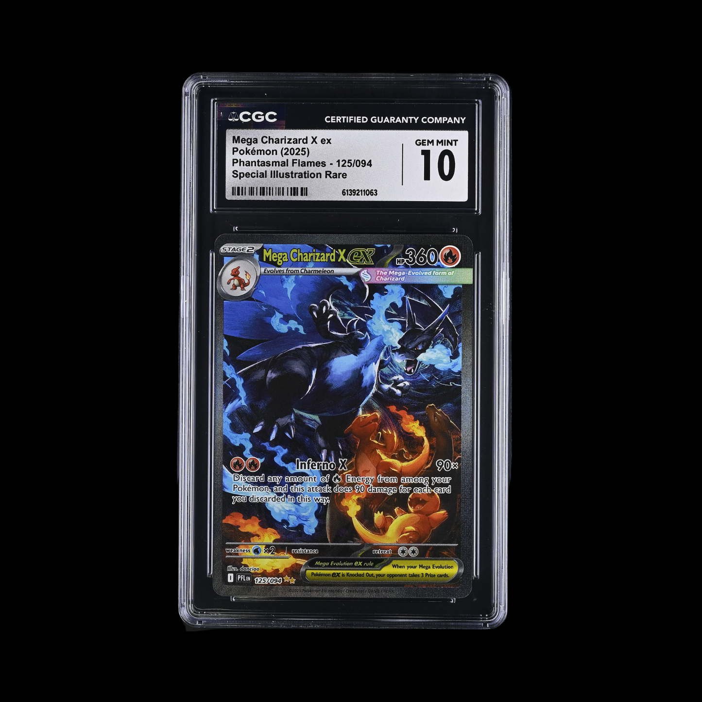 Pokemon Slab Mega Charizard X EX 125 CGC 10 Gem 2025
