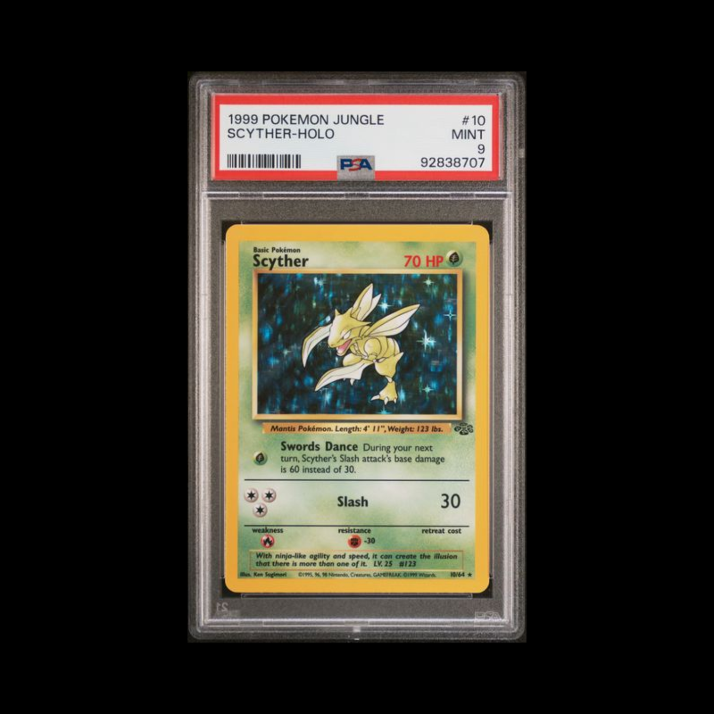 Pokemon Slab Scyther 10/64 Holo PSA 9 Mint 1999