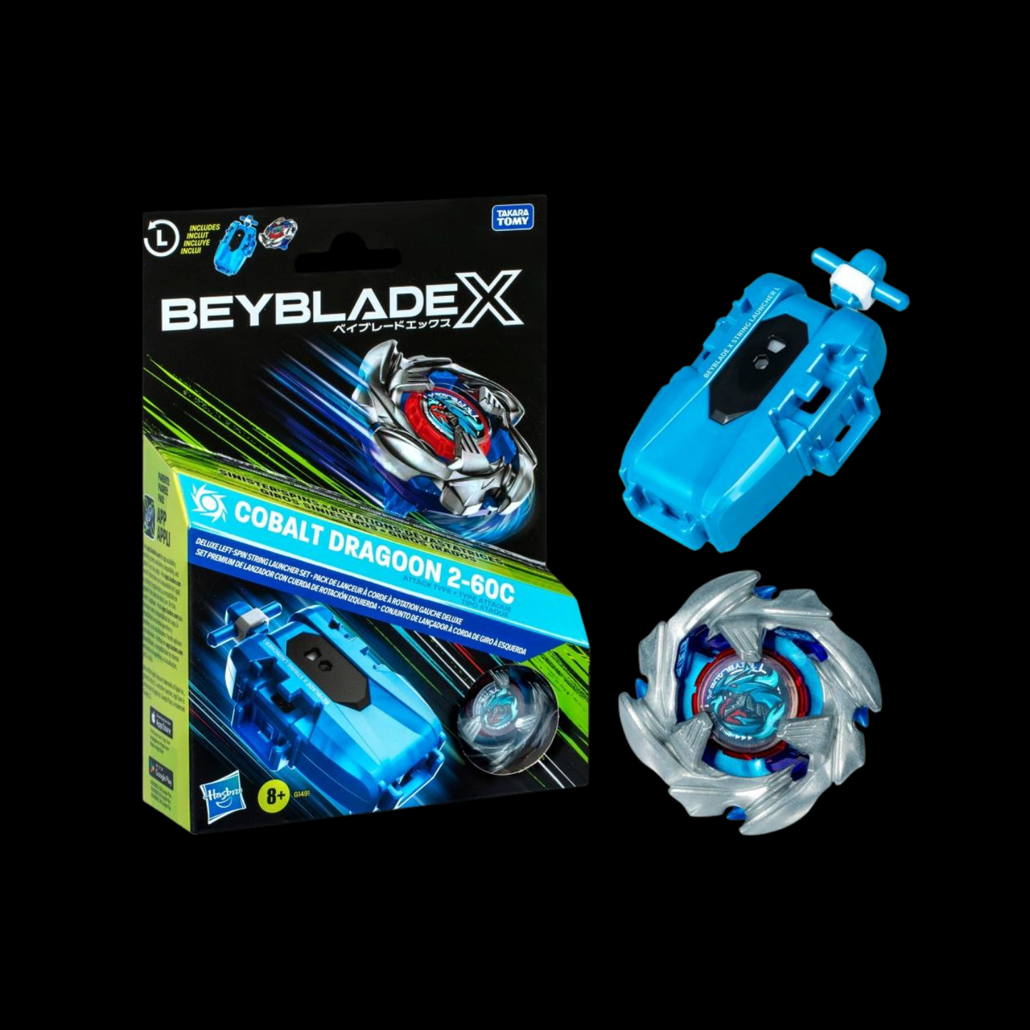 Beyblade X Cobalt Dragoon 2-60C Launcher Set