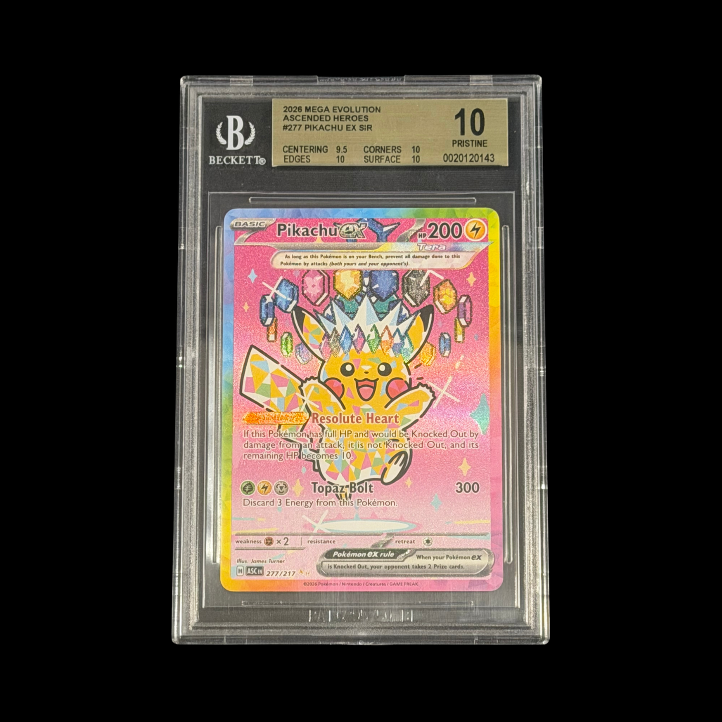 Pokemon Slab Pikachu EX 277 BGS Pristine 10 2026
