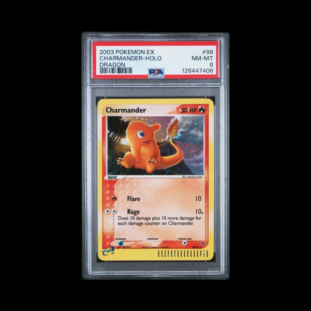 Pokemon Slab Charmander 98/97 Holo PSA 8 Near Mint 2003