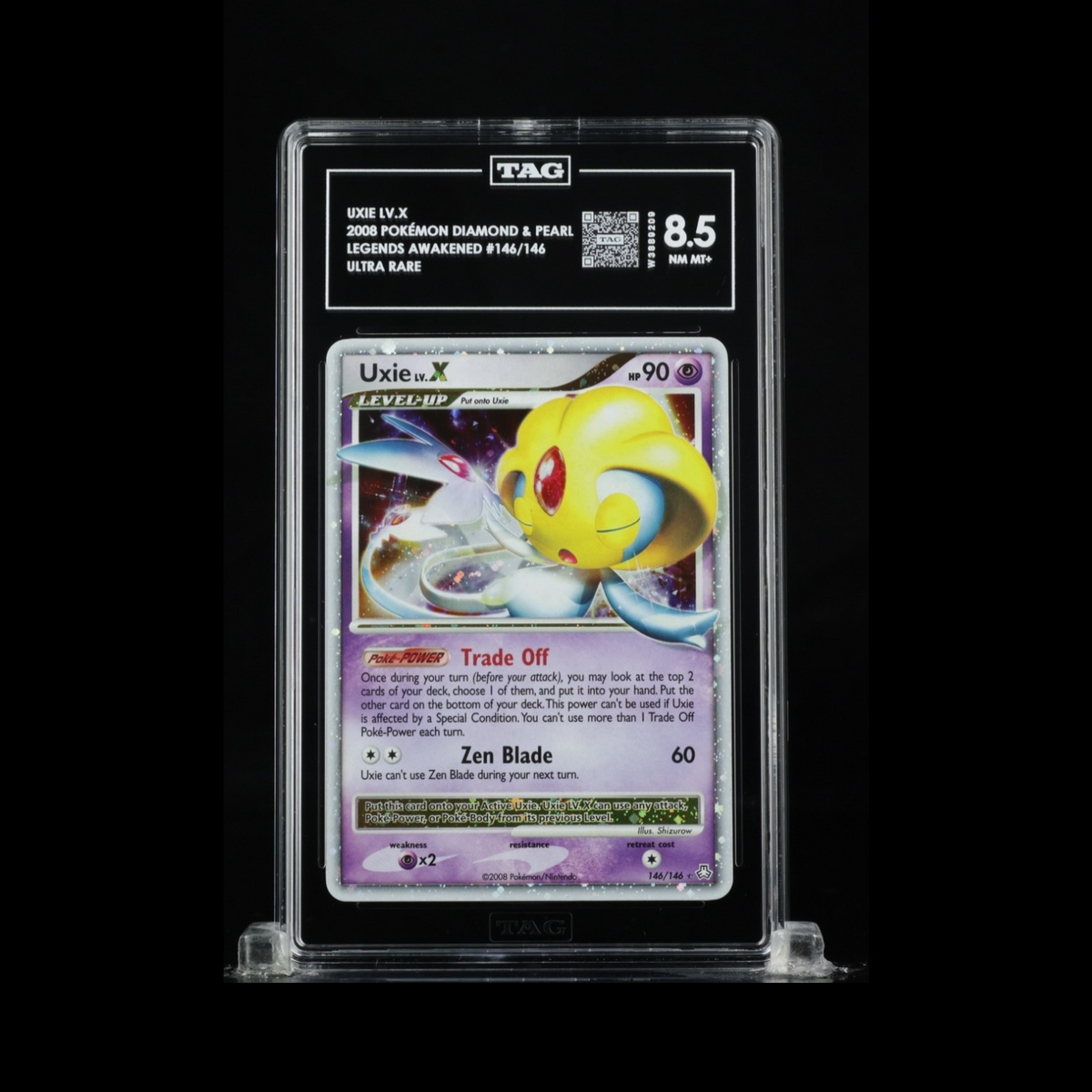 Pokemon Slab Uxie LV. X 146 Tag 8.5 Near Mint+ 2008 **POP 1**
