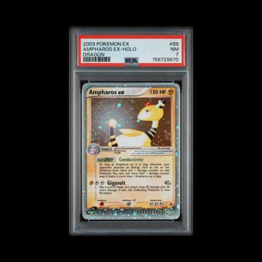 Pokemon Slab Ampharos EX 89 PSA 7 NM 2003 **4 SWIRLS**