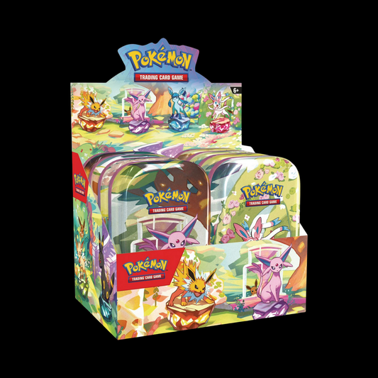 Pokemon Scarlet & Violet Prismatic Evolutions Display Of 8x Tins