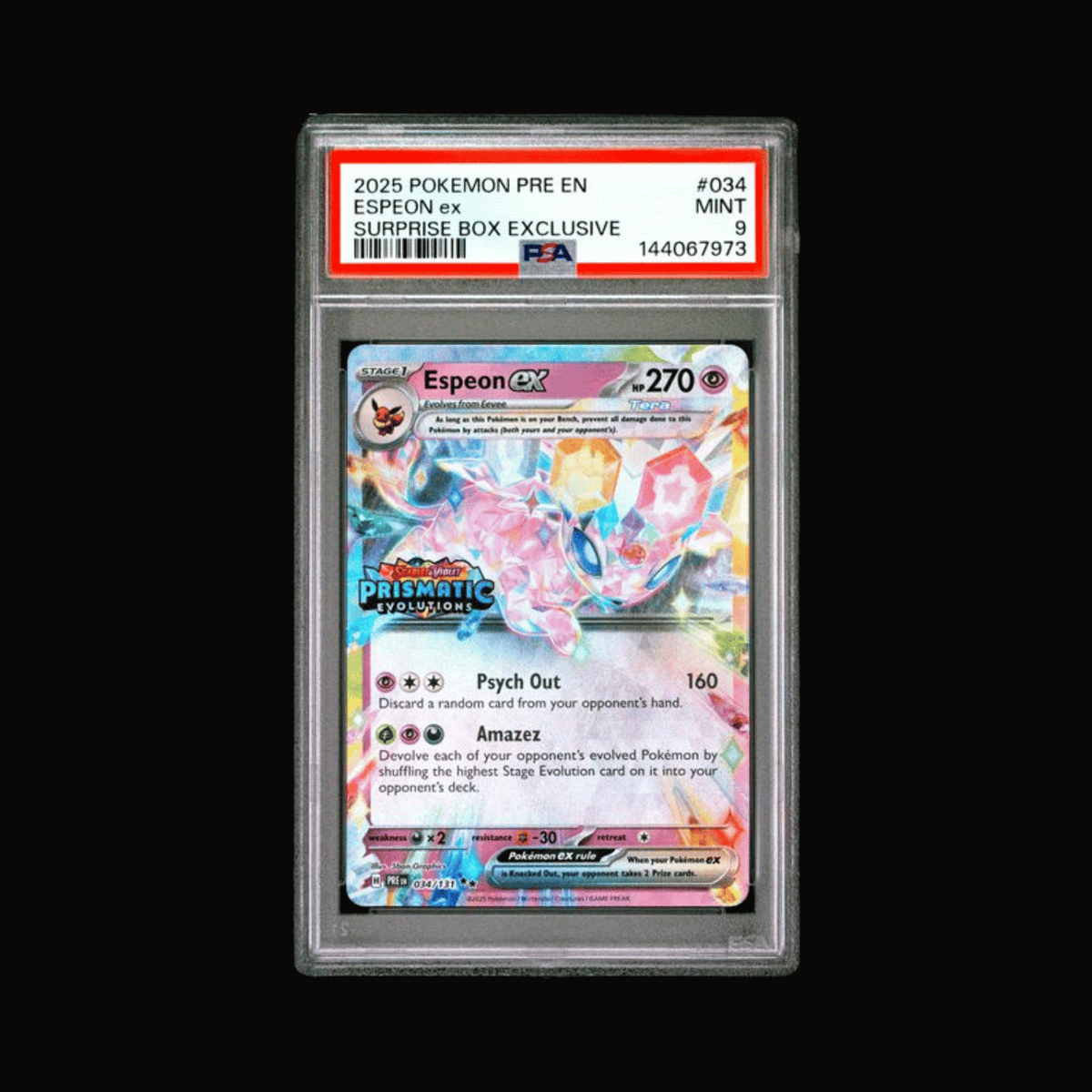 Pokemon Slab Espeon EX 034 Stamped PSA 9 Mint 2025